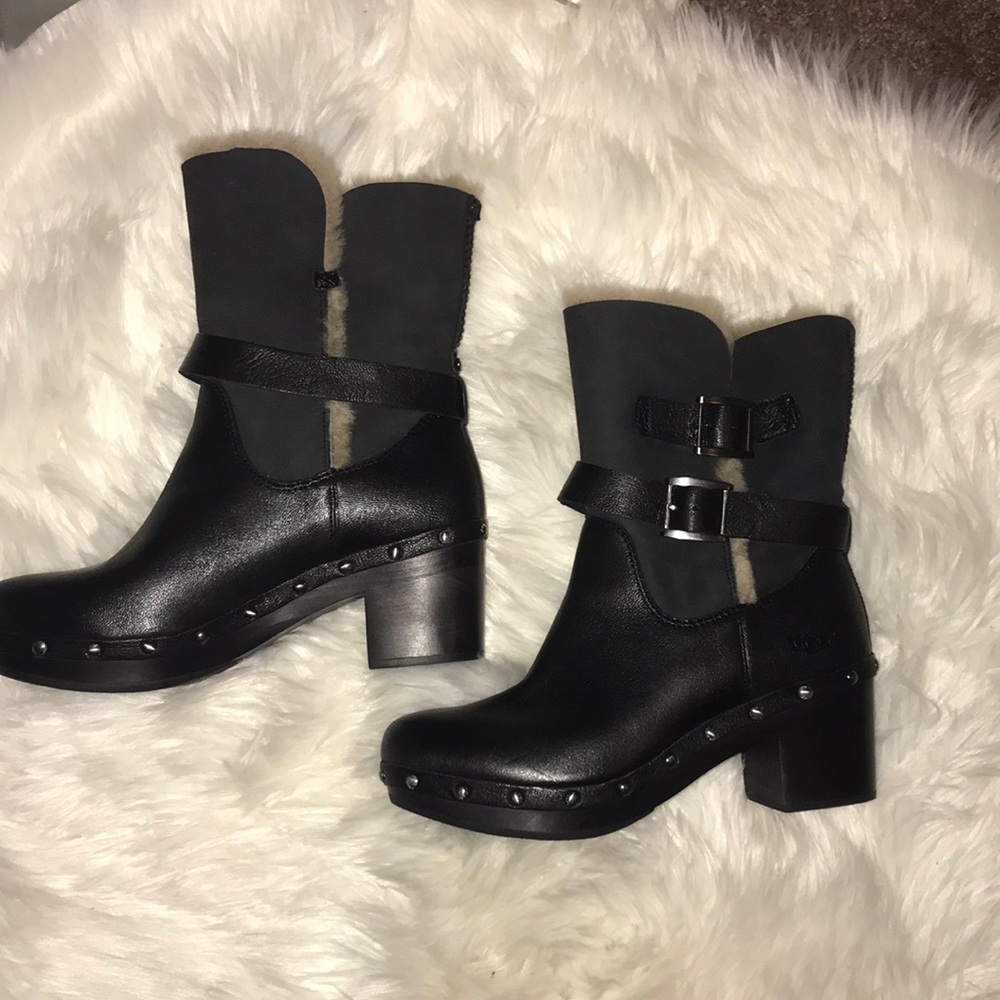 Black suede and leather uggs